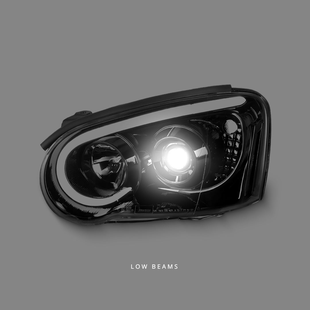 Subaru Impreza GD / GG (2003 - 2005) Black 3D LED Angel Eyes Projector Headlights LH + RH