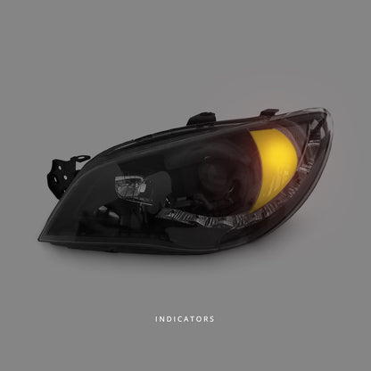 Subaru Impreza GD / GG (2005 - 2007) Black LED DRL Projector Headlights LH + RH