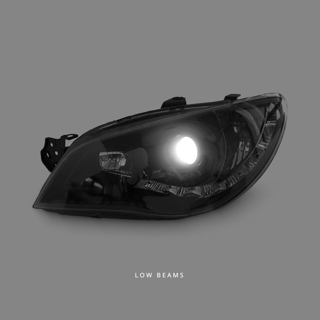 Subaru Impreza GD / GG (2005 - 2007) Black LED DRL Projector Headlights LH + RH