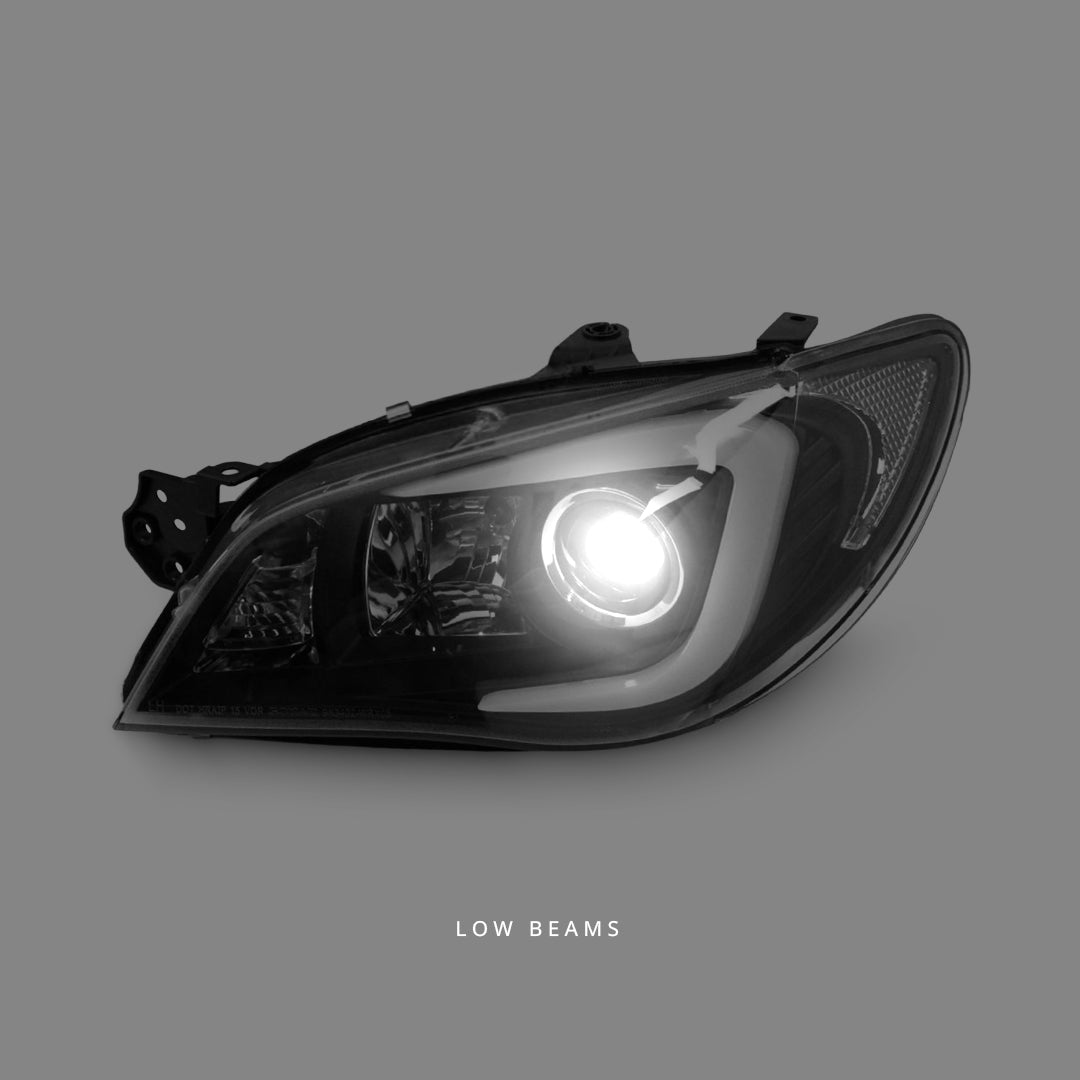 Subaru Impreza GD (2005 - 2007) Black LED 3D Stripe DRL Projector Headlights LH + RH