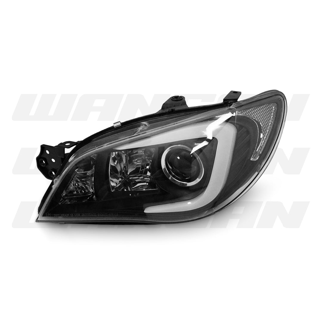 Subaru Impreza GD (2005 - 2007) Black LED 3D Stripe DRL Projector Headlights LH + RH