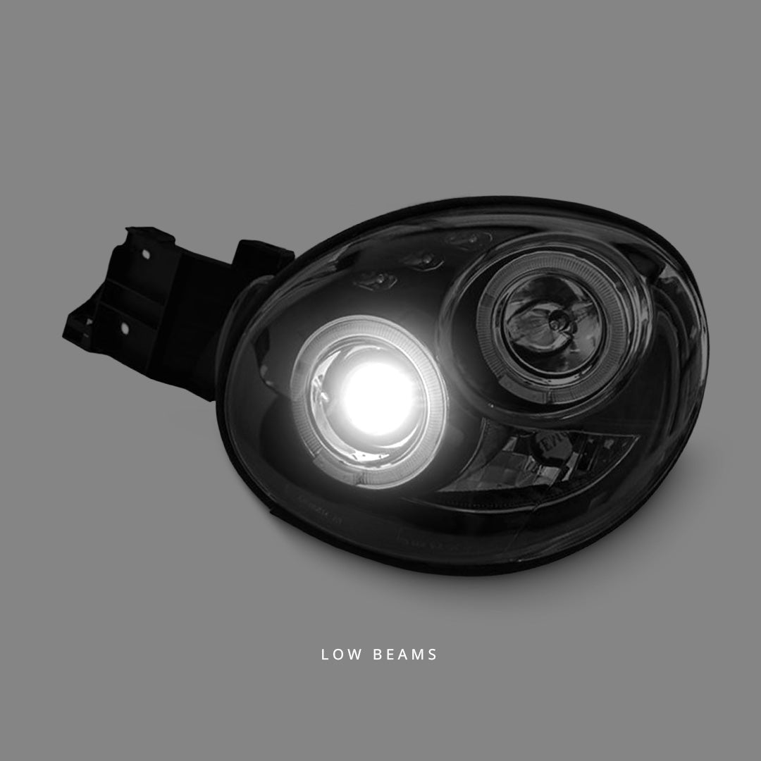 Subaru WRX STI GD (2000 - 2002) Black LED Angel Eyes Projector Headlights LH + RH