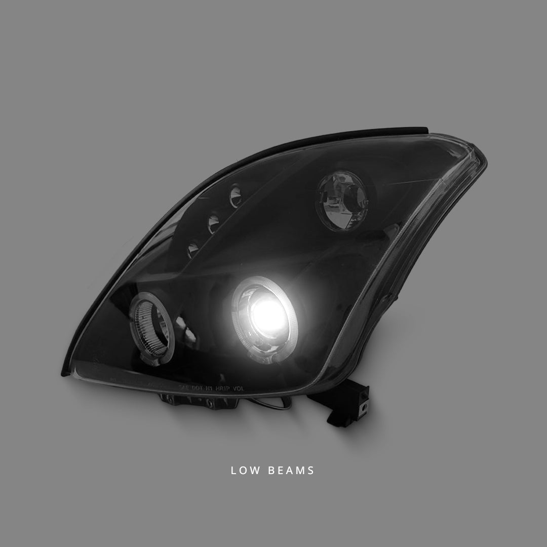 Suzuki Swift EZ (2004 - 2010) Black LED Angel Eyes Projector Headlights LH + RH