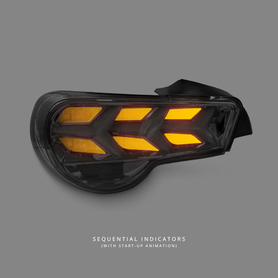 Subaru BRZ ZC6 (2012 - 2021) Sequential Clear Red Lambo Style LED Tail Lights LH + RH
