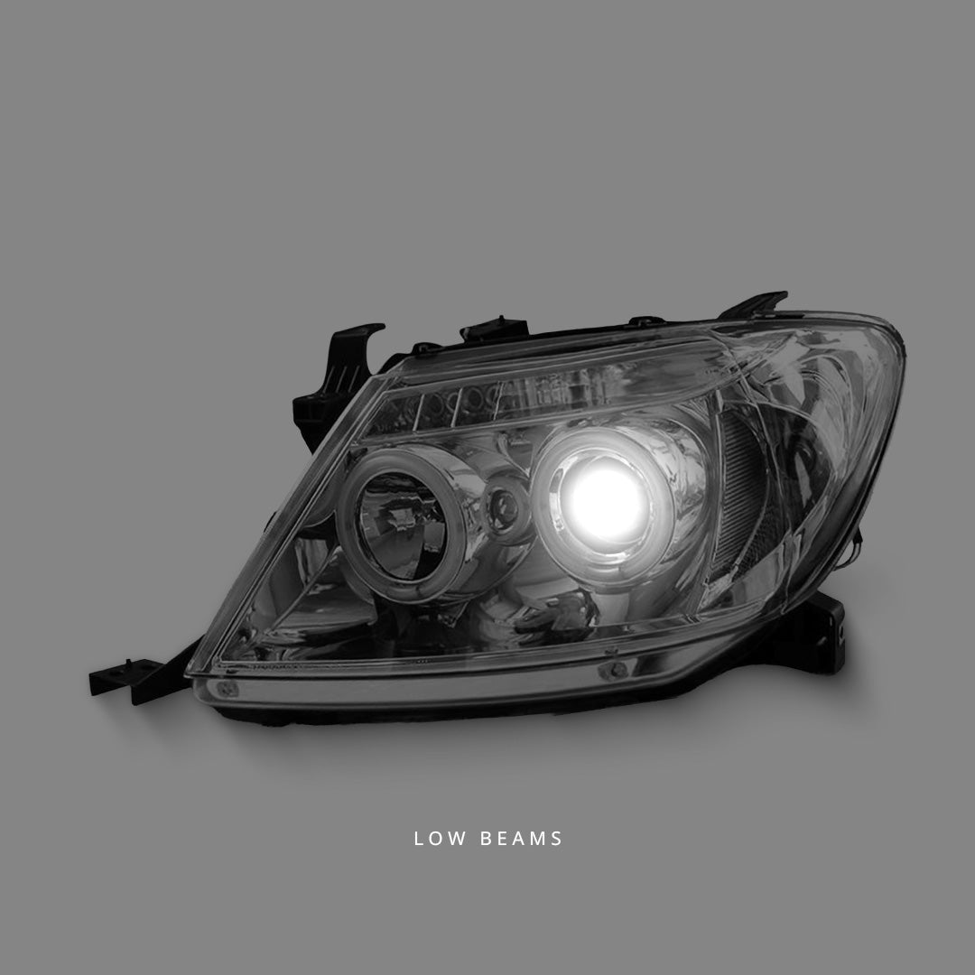 Toyota HiLux SR5 (2005 - 2010) Clear CCFL Angel Eyes Projector Headlights LH + RH