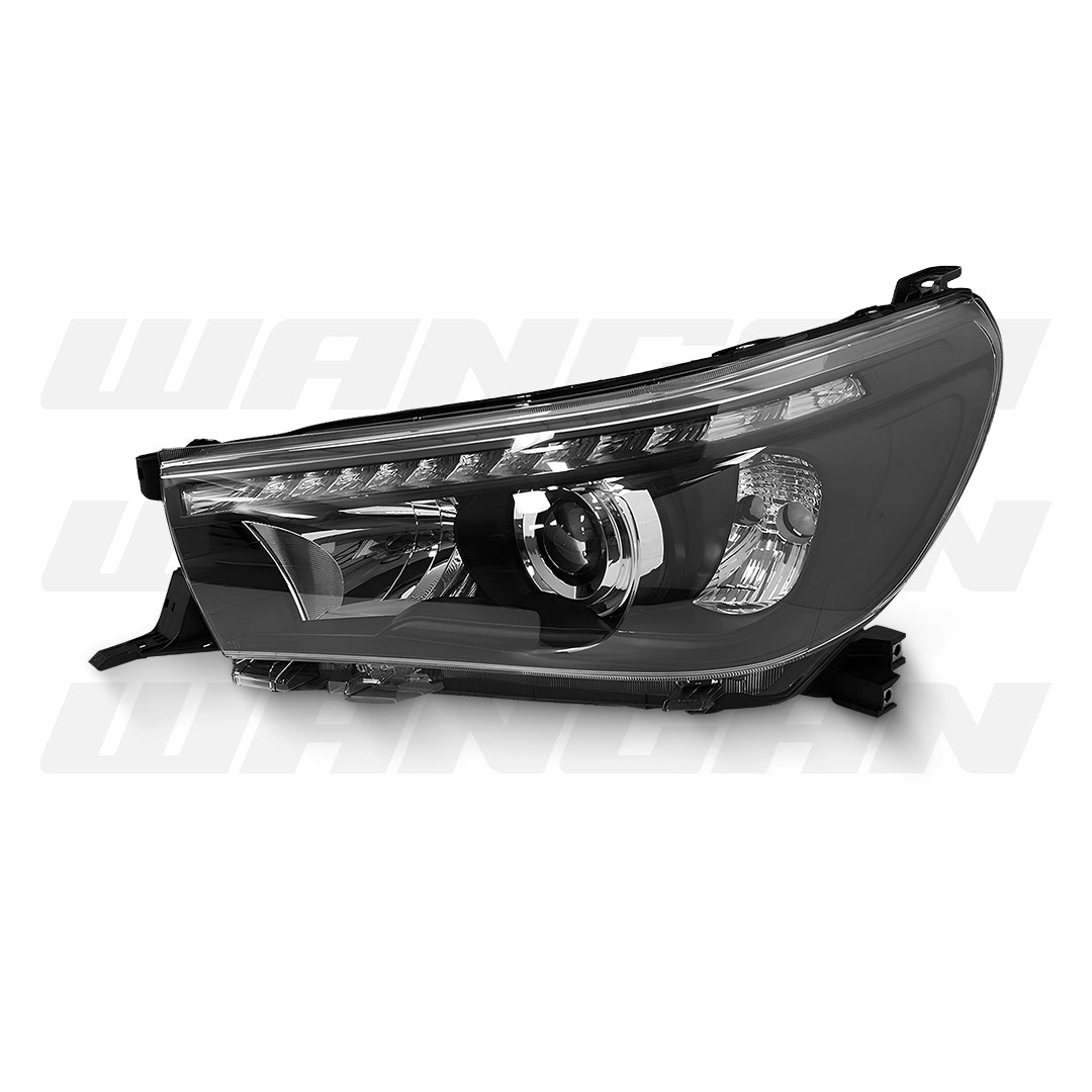 Toyota HiLux Revo (2015 - 2021) Sequential Black LED DRL Projector Headlights LH + RH