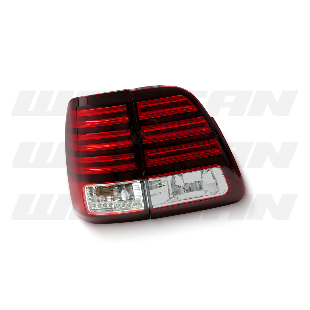 Toyota LandCruiser 100 Series (1998 - 2007) Clear Red LED Tail Lights LH + RH