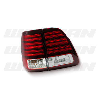 Toyota LandCruiser 100 Series (1998 - 2007) Clear Red LED Tail Lights LH + RH