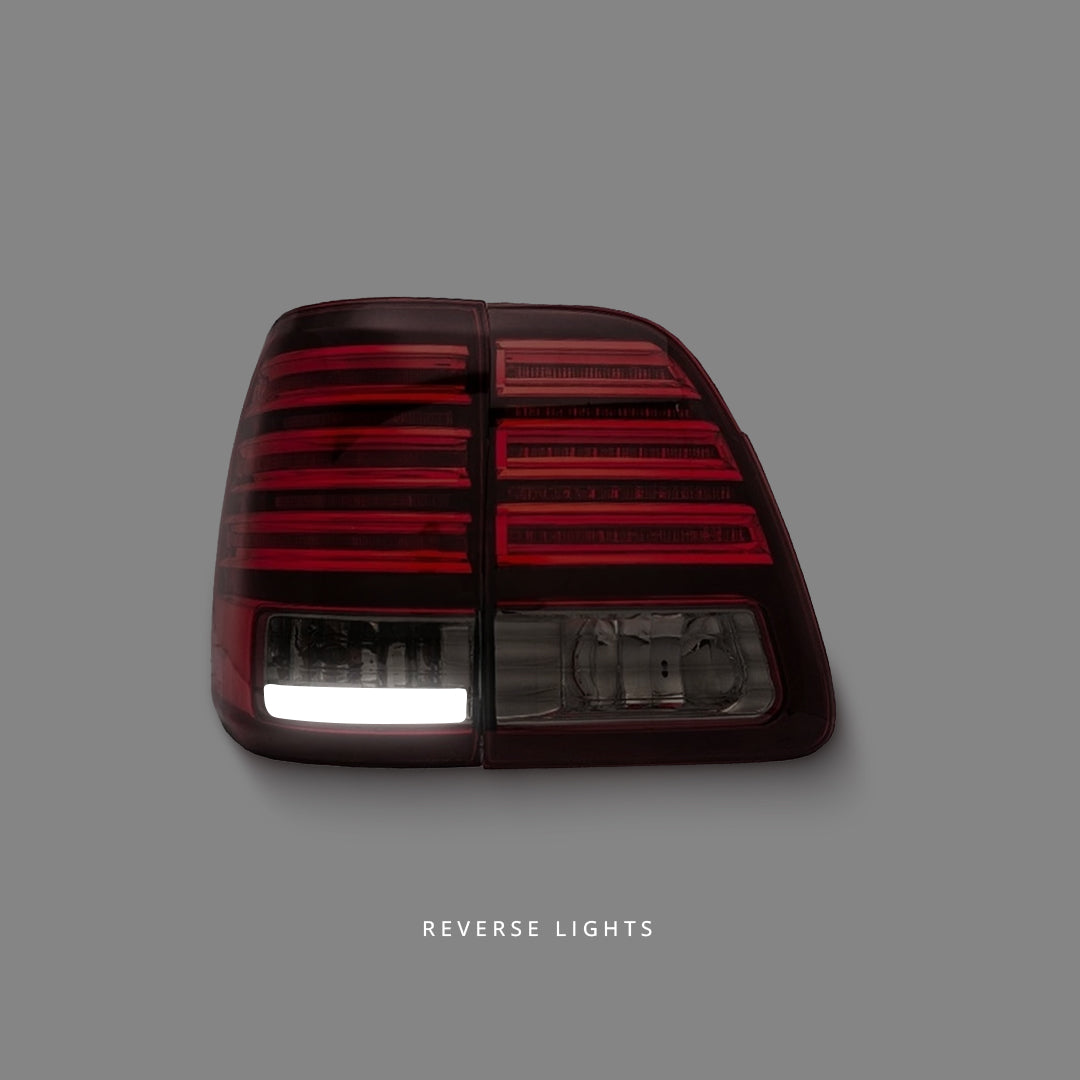 Toyota LandCruiser 100 Series (1998 - 2007) Smoked Red LED Tail Lights LH + RH