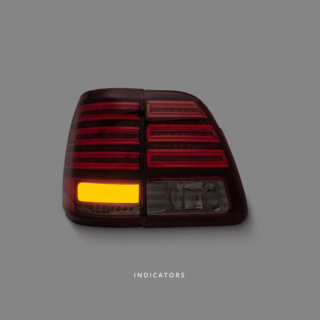 Toyota LandCruiser 100 Series (1998 - 2007) Smoked Red LED Tail Lights LH + RH