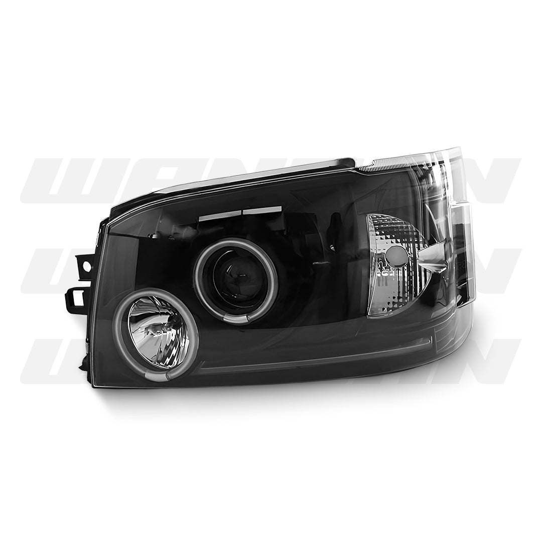 Toyota HiAce H200 Van (2004 - 2010) Black LED Angel Eyes Projector Headlights LH + RH