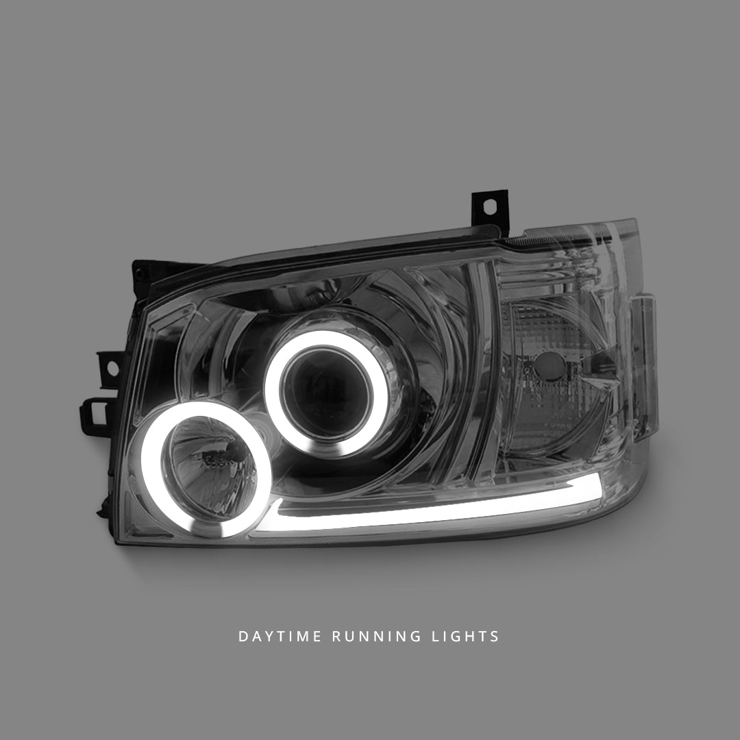 Toyota HiAce H200 Van (2004 - 2010) Clear CCFL Angel Eyes Projector Headlights LH + RH