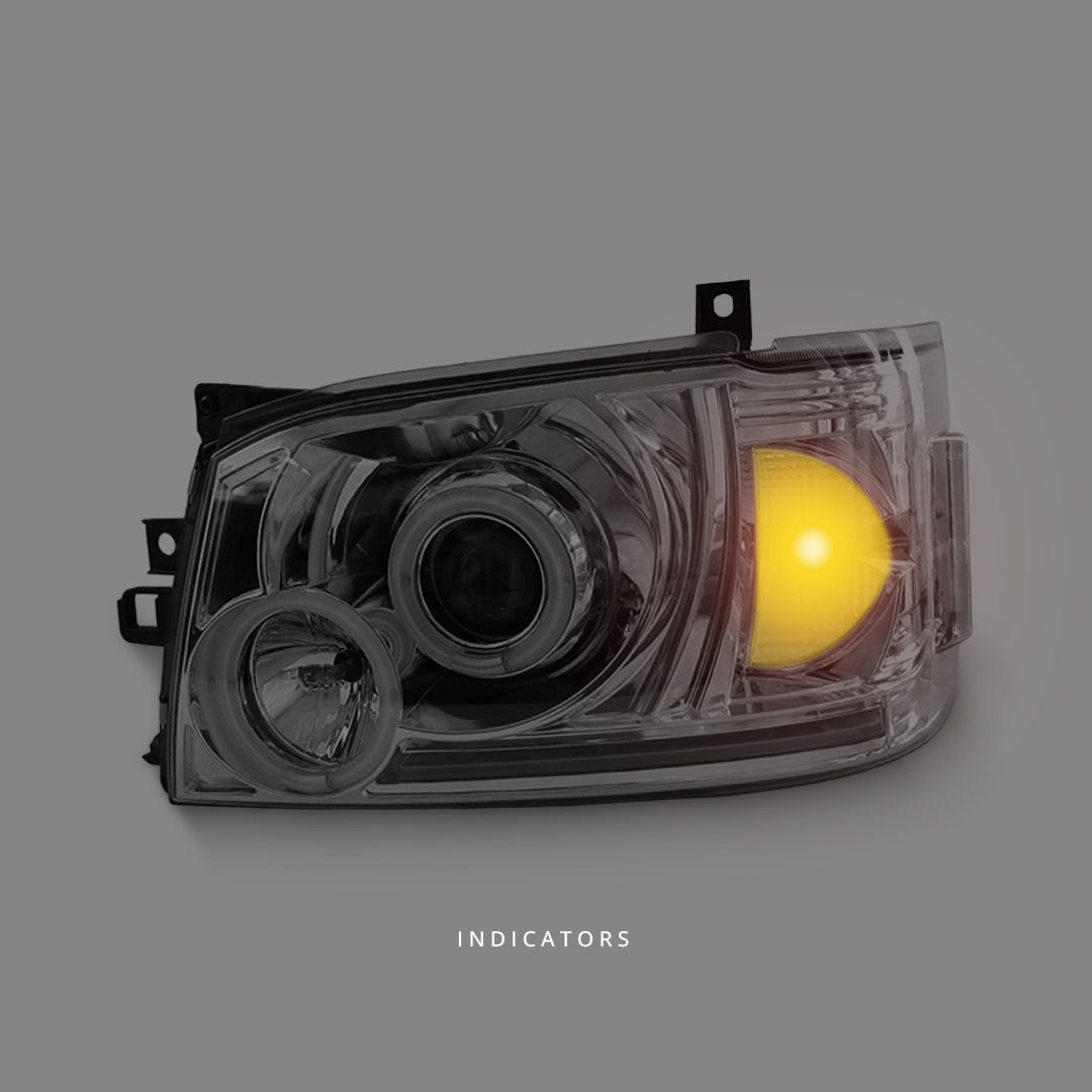 Toyota HiAce H200 Van (2004 - 2010) Clear CCFL Angel Eyes Projector Headlights LH + RH
