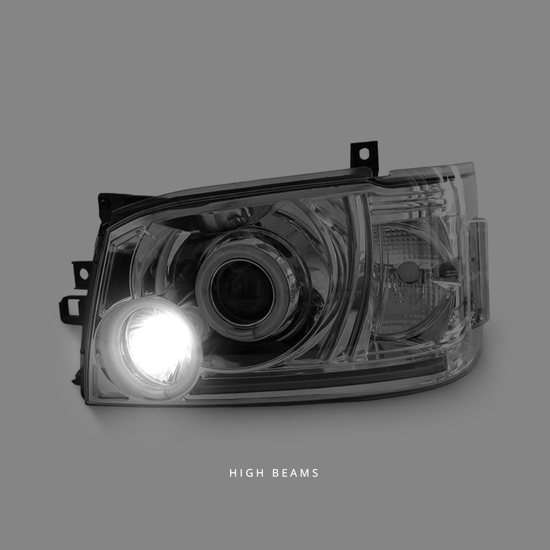 Toyota HiAce H200 Van (2004 - 2010) Clear CCFL Angel Eyes Projector Headlights LH + RH