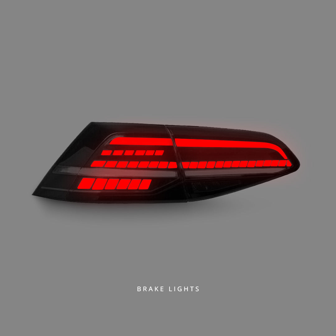 Volkswagen Golf MK7 (2014 - 2018) Sequential R Style Red Full LED Tail Lights LH + RH