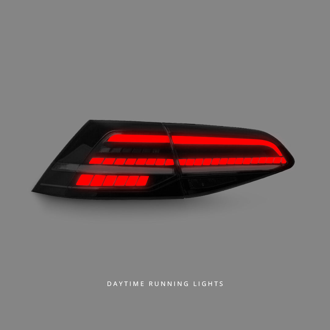 Volkswagen Golf MK7 (2014 - 2018) Sequential R Style Smoke Full LED Tail Lights LH + RH