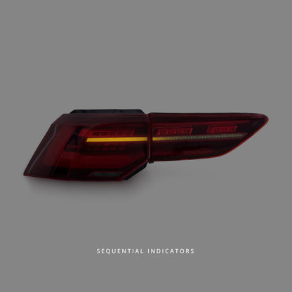 Volkswagen Golf MK8 (2021 - 2024) Sequential R Style Red LED Tail Lights LH + RH