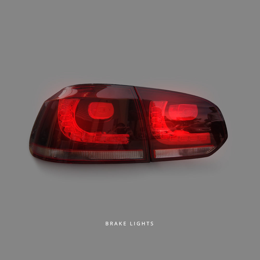 Volkswagen Golf MK6 (2009 - 2013) Golf R Style Clear Red Full LED Tail Lights LH + RH