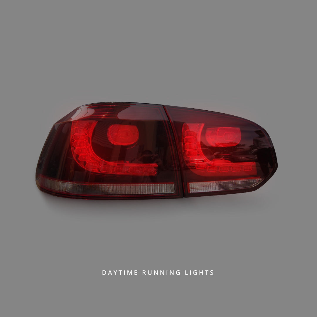 Volkswagen Golf MK6 (2009 - 2013) Golf R Style Clear Red Full LED Tail Lights LH + RH