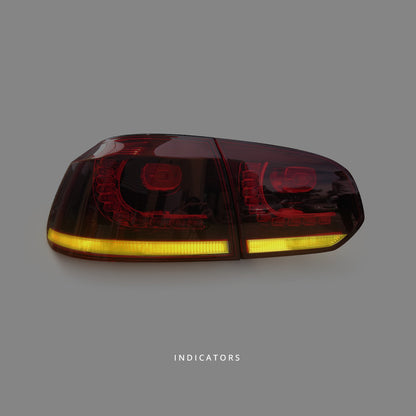 Volkswagen Golf MK6 (2009 - 2013) Golf R Style Clear Red Full LED Tail Lights LH + RH