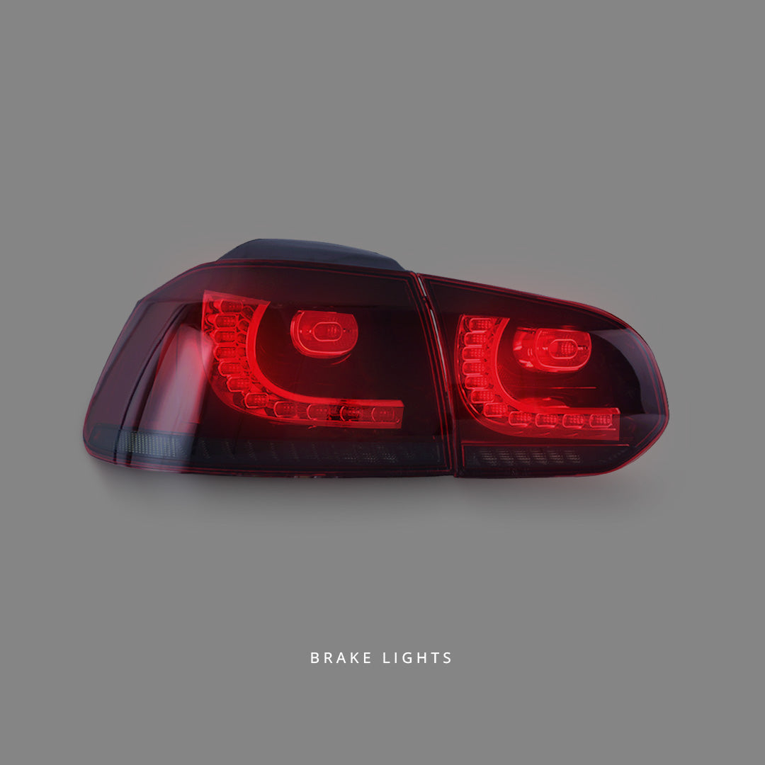 Volkswagen Golf MK6 (2009 - 2013) Golf R Style Smoke Red Full LED Tail Lights LH + RH