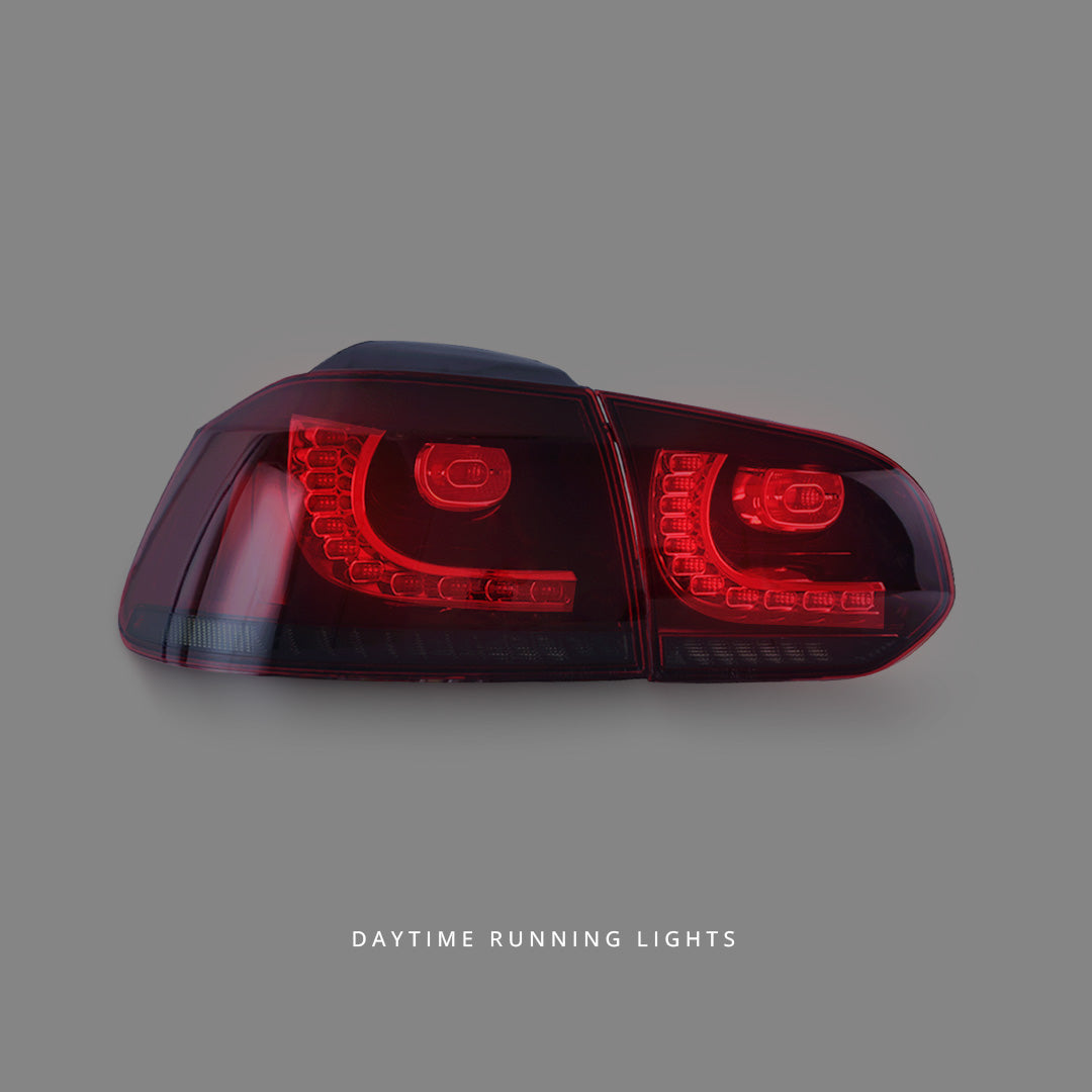 Volkswagen Golf MK6 (2009 - 2013) Golf R Style Smoke Red Full LED Tail Lights LH + RH