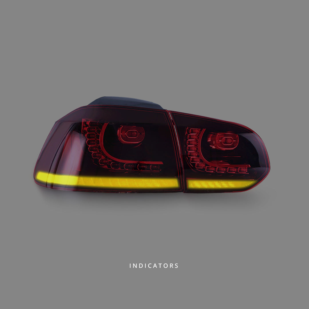 Volkswagen Golf MK6 (2009 - 2013) Golf R Style Smoke Red Full LED Tail Lights LH + RH